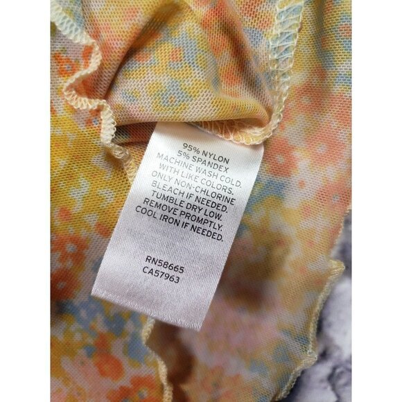 Nordstrom BP Womens Size XL Pink Multicolor Patchwork Sheer Cropped Top - Picture 3 of 6